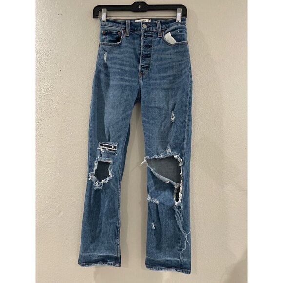 ABERCROMBIE & FITCH WOMENS THE ANKLE STRAIGHT ULTRA HIGH RISE SIZE 25/0 JEANS - Picture 1 of 7